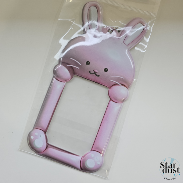 SOFT PINK RABBIT PHOTO CARD HOLDER KEYRING