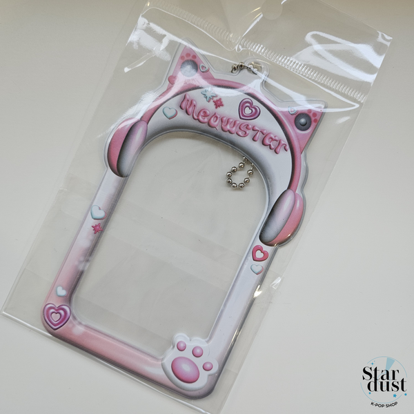 MEOW STAR PASTEL PINK PHOTO CARD HOLDER KEYRING