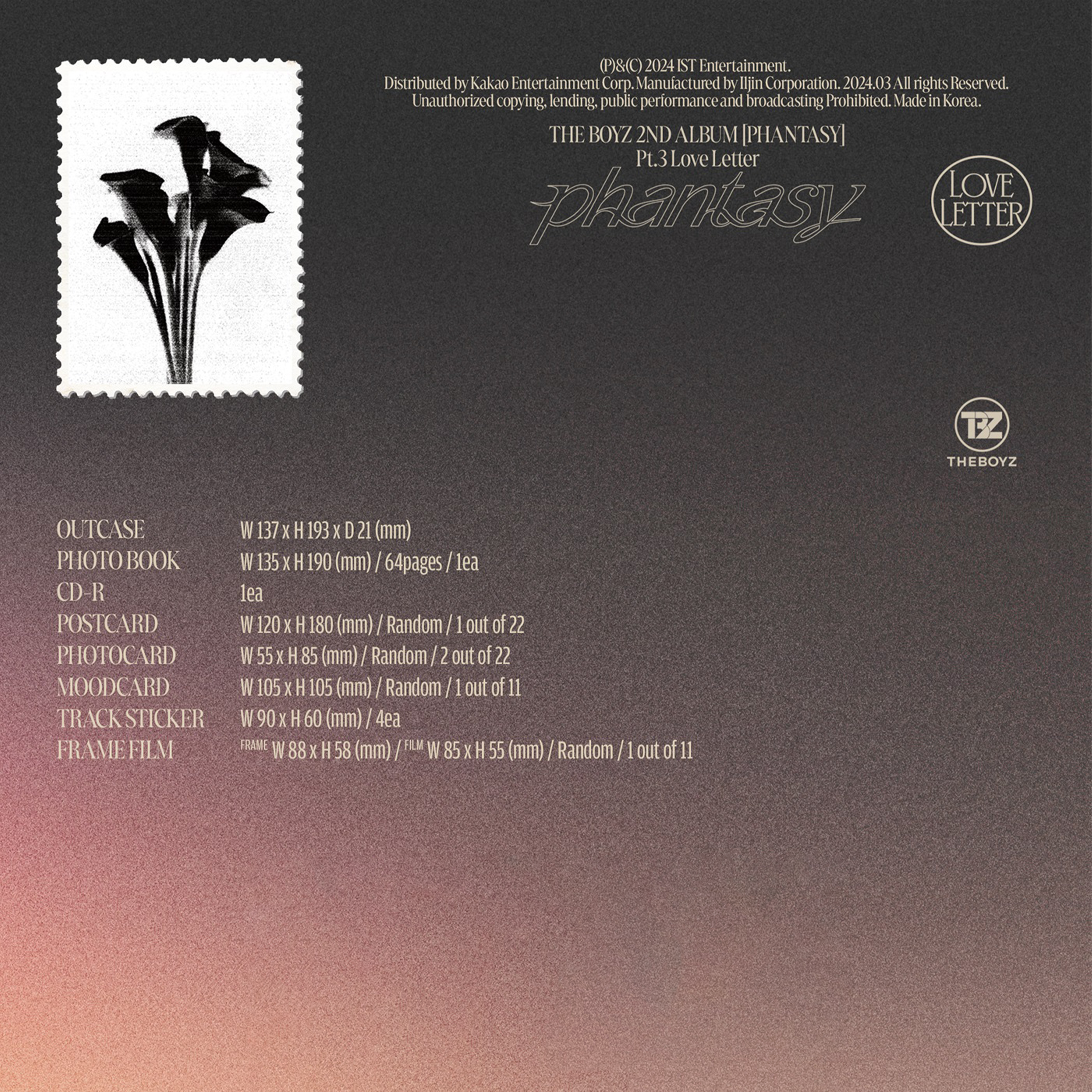 THE BOYZ - [PHANTASY] PT. 3 LOVE LETTER [2nd Full Album] - Stardust K-pop Shop