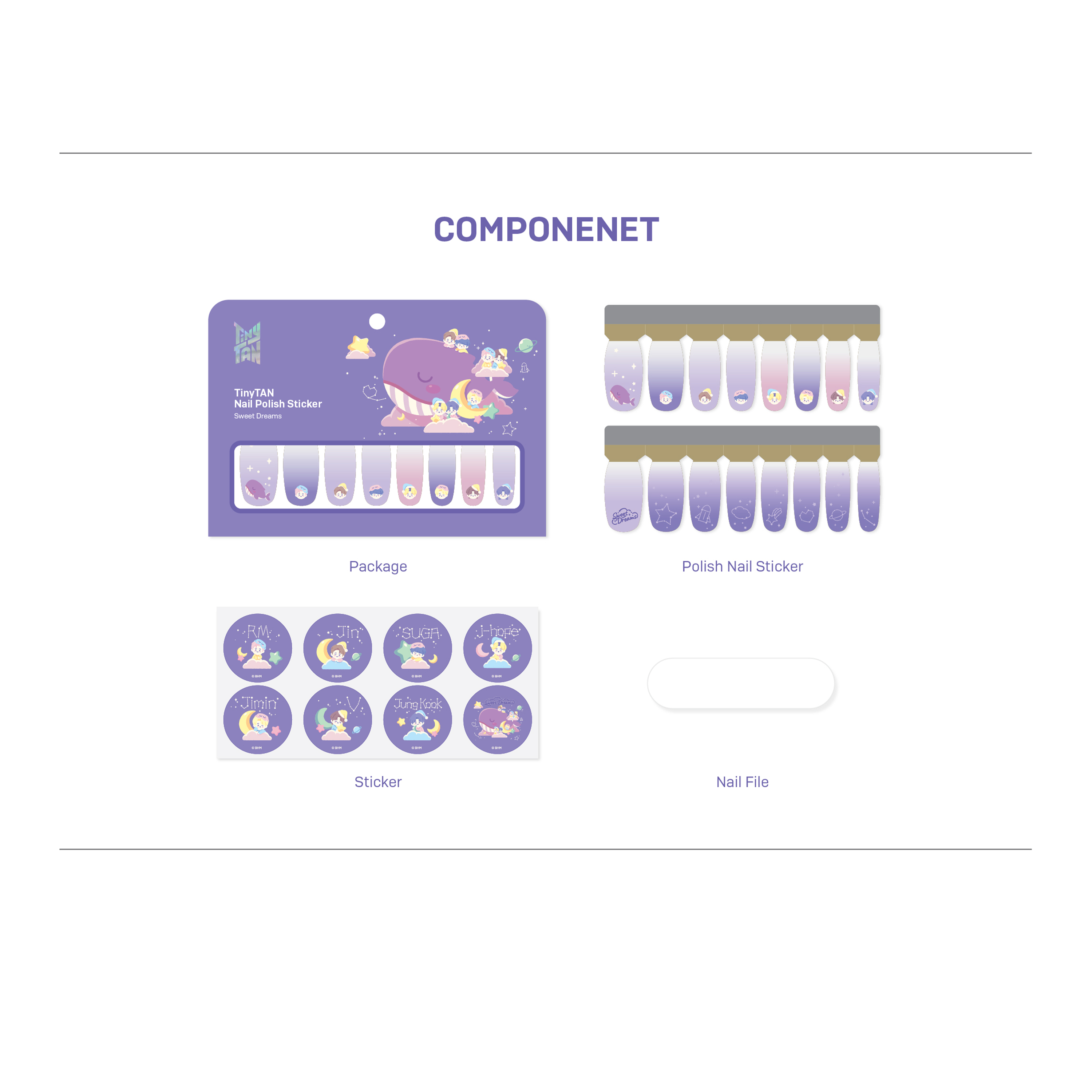 TINYTAN (BTS) - NAIL POLISH STICKER [SWEET DREAMS] - Stardust K-pop Shop