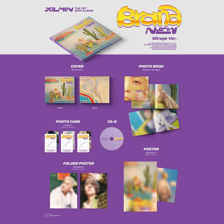 Contenuto della versione Digipack (Mirage Ver.) di Brand New, il mini album di Xiumin (EXO). L'album contiene un photobook di 28 pagine, una photocard, un cd, un poster piegato e con il preordine un poster esterno.