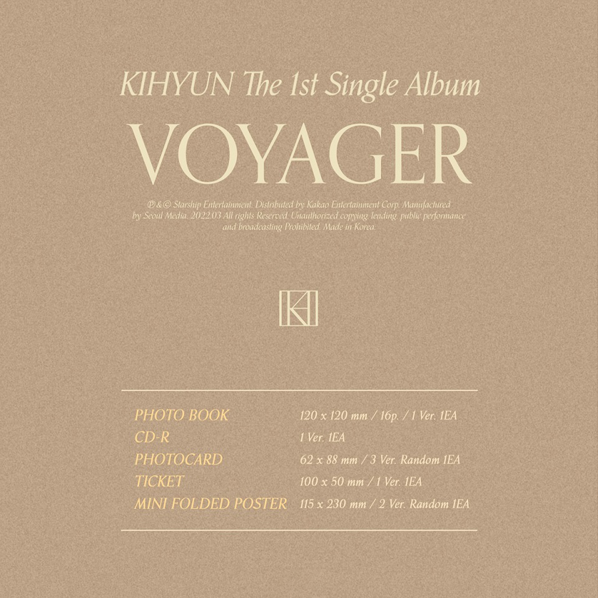 Kihyun Voyager 1st Single Album Jewel Case version 