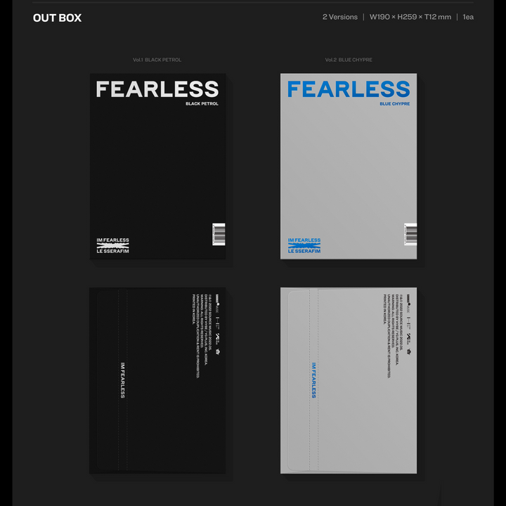 Le Sserafim Fearless 1st Mini Album Vol. 1 version, Vol. 2 version outbox