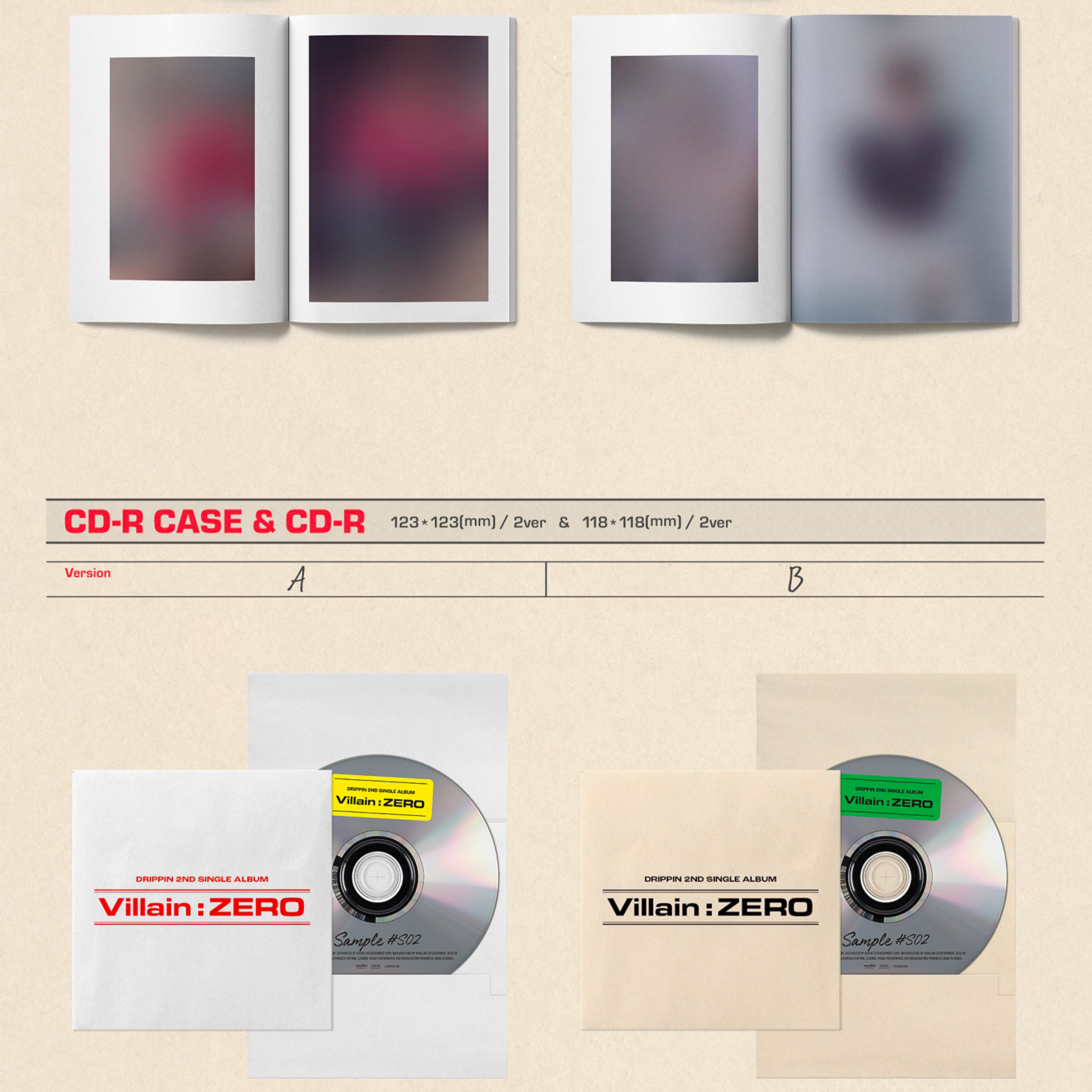 Drippin Villain: Zero 2nd Single A version, B version photobook, CD-R case, CD-R