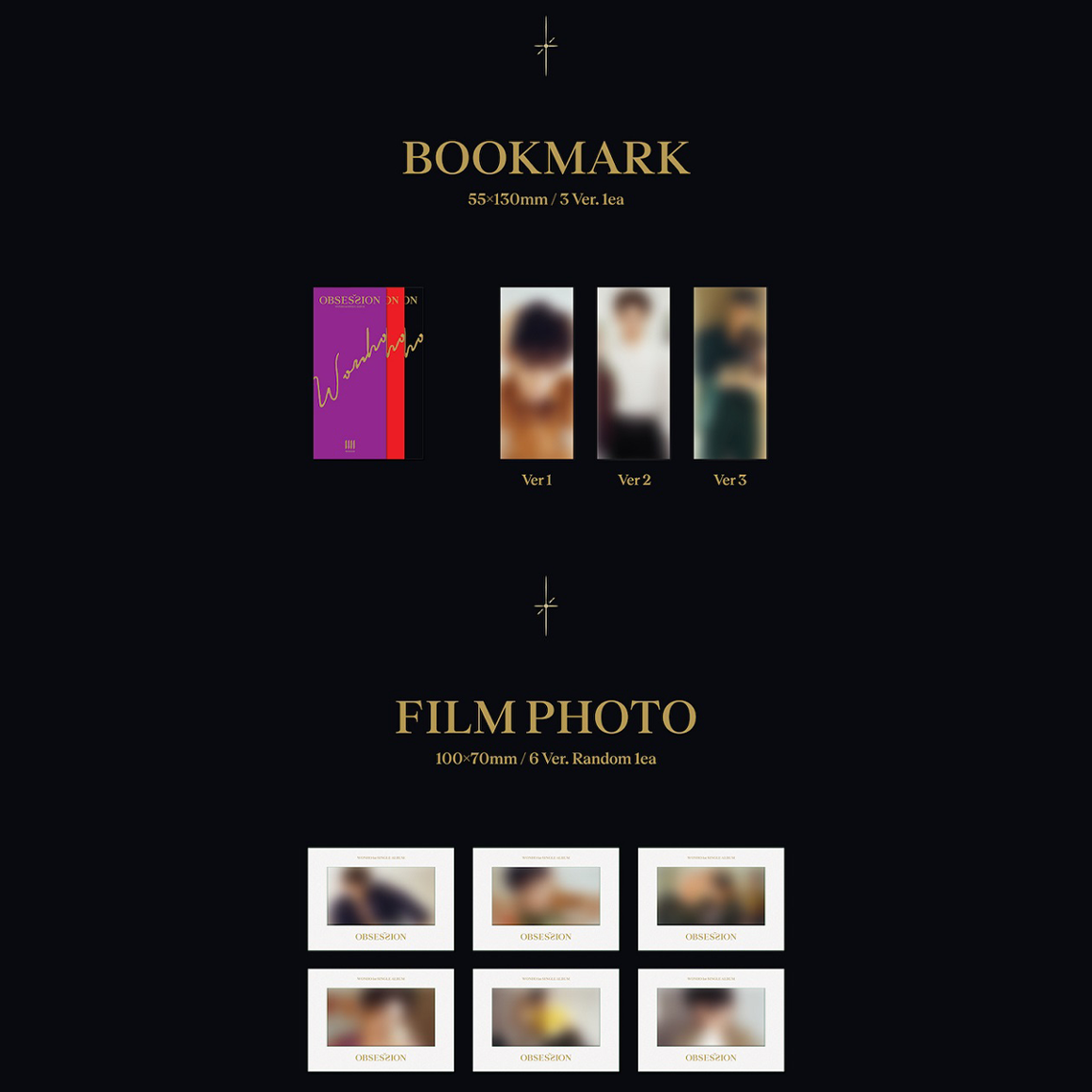 Wonho Obsession 1st Single Album version I, II, III preorder benefits bookmark, photo film