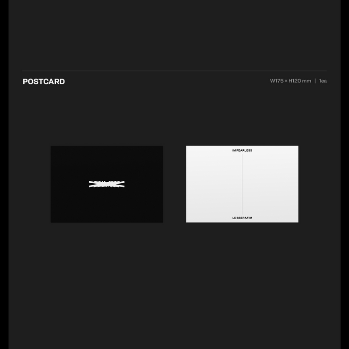Le Sserafim Fearless 1st Mini Album Vol. 1 version, Vol. 2 version postcard
