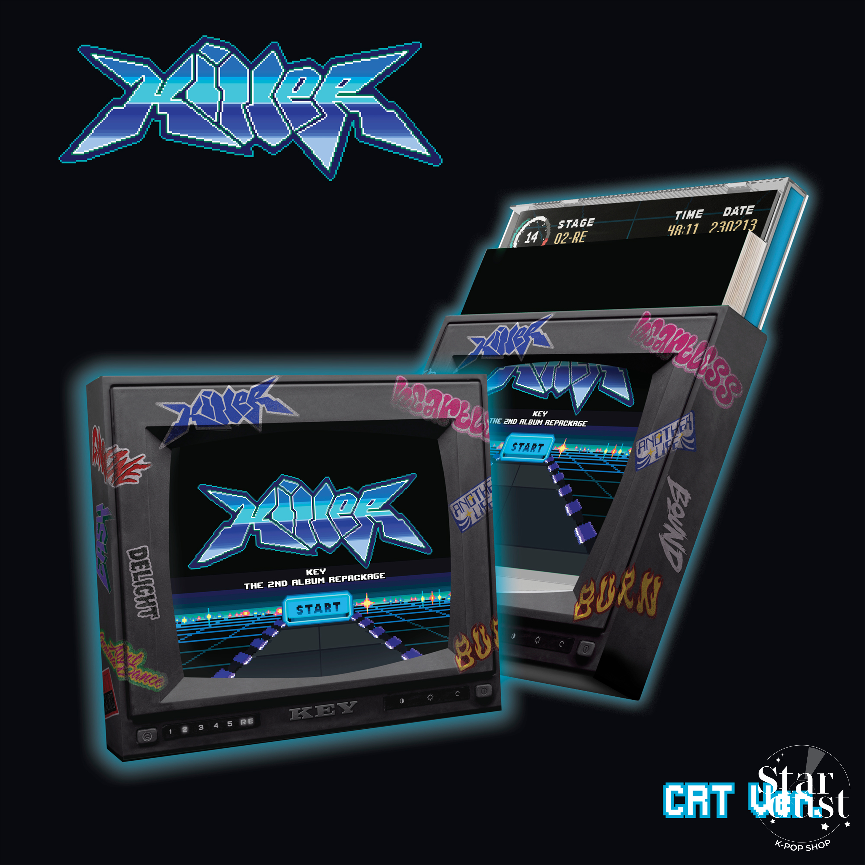 KEY - KILLER [2nd Full Album Repackage] CRT / Box Ver. + POSTER - Stardust K-pop Shop