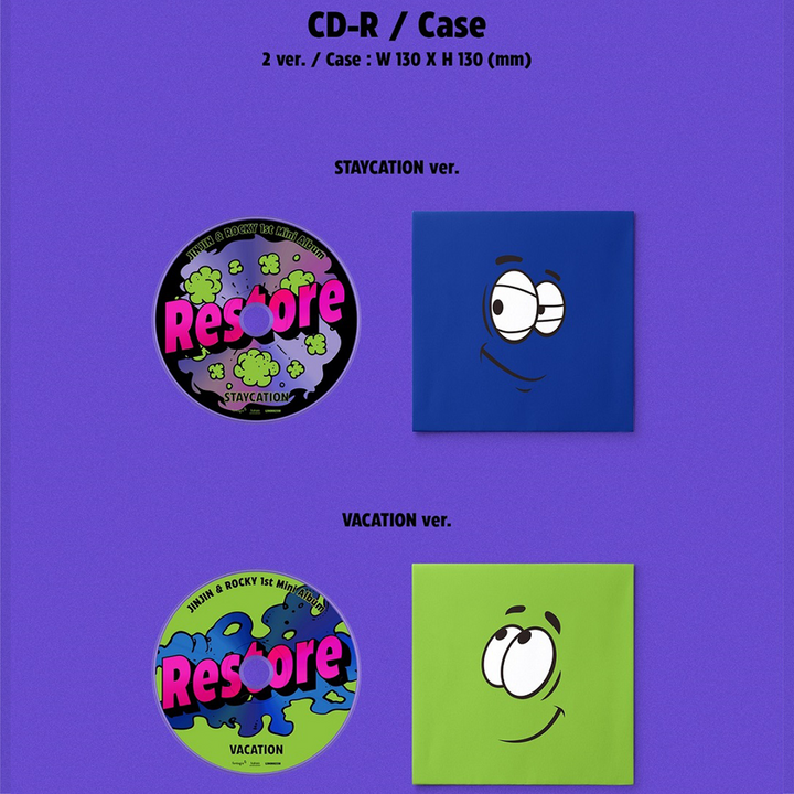 Astro JinJin & Rocky Restore 1st Mini Album Staycation version / Vacation version CD-R, case